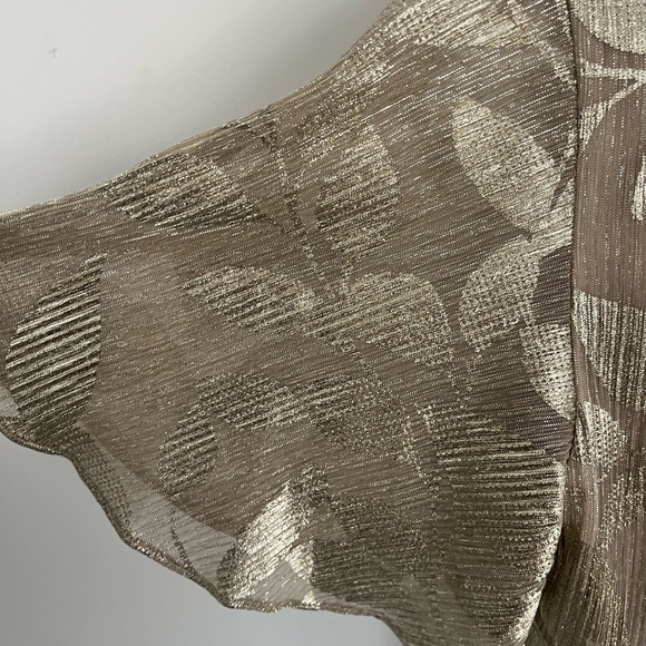 Adrianna Papell Metallic 1920s art deco inspired Gold Leaf Dress with slit - Picture 8 of 10